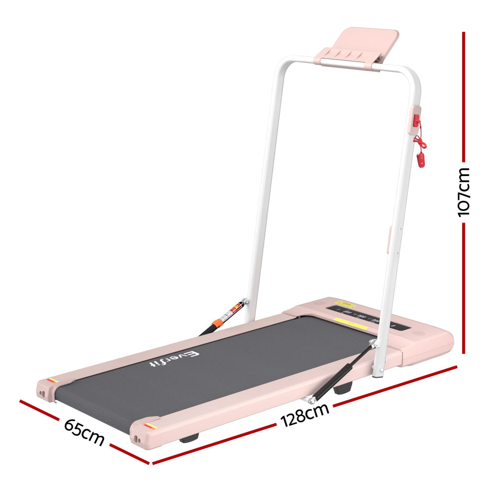 Cinta de correr eléctrica Everfit para debajo del escritorio, para gimnasio en casa, fitness, 400 mm, color rosa