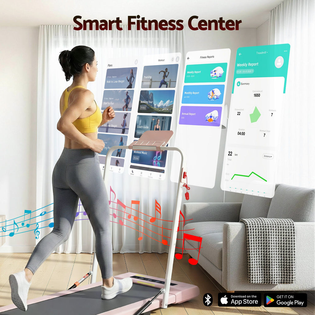 Cinta de correr eléctrica Everfit para debajo del escritorio, para gimnasio en casa, fitness, 400 mm, color rosa