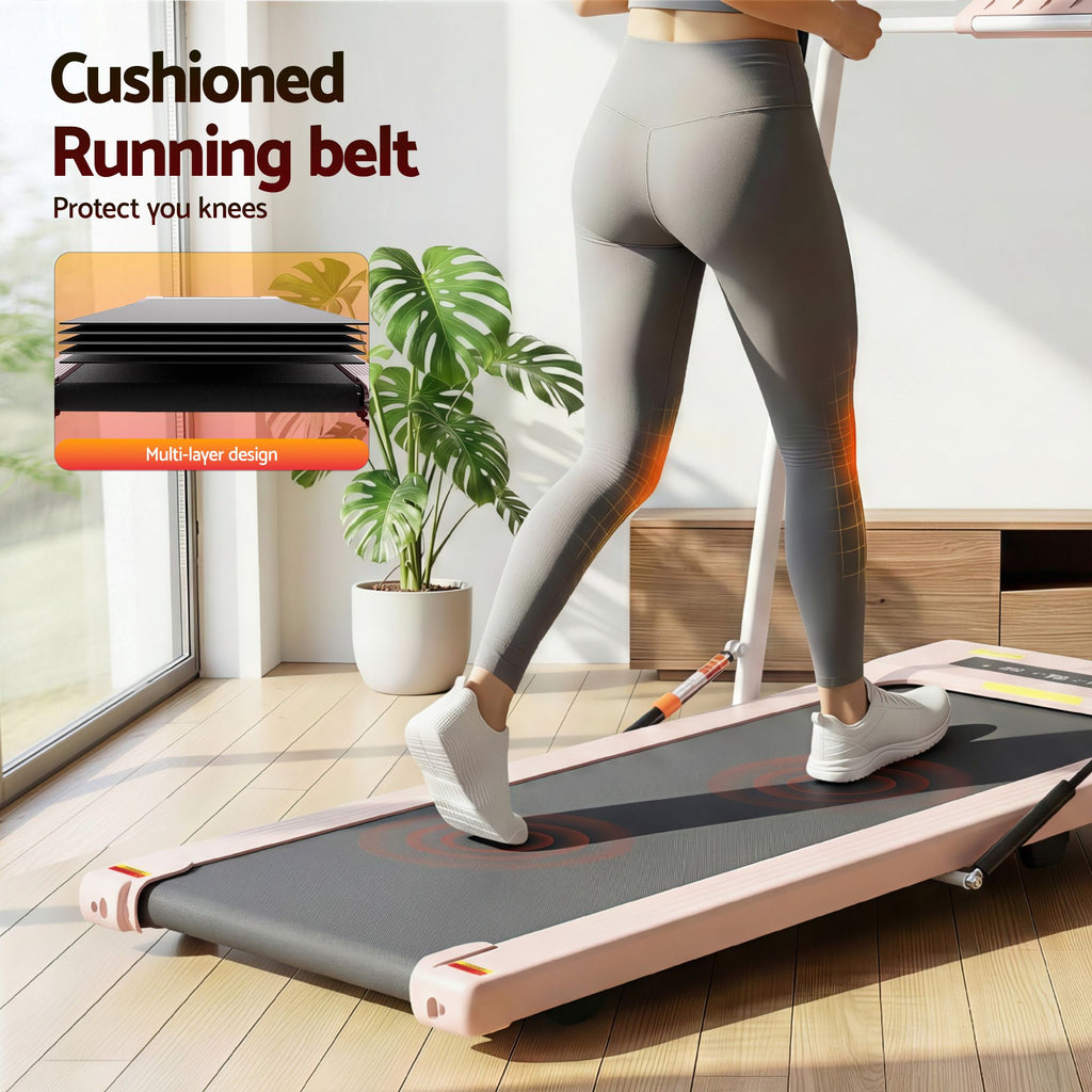 Cinta de correr eléctrica Everfit para debajo del escritorio, para gimnasio en casa, fitness, 400 mm, color rosa