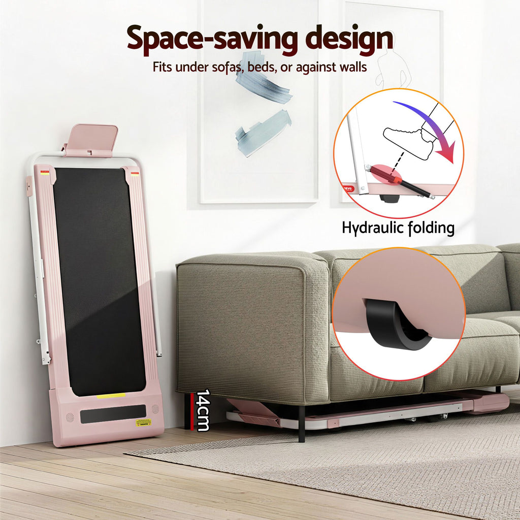 Cinta de correr eléctrica Everfit para debajo del escritorio, para gimnasio en casa, fitness, 400 mm, color rosa
