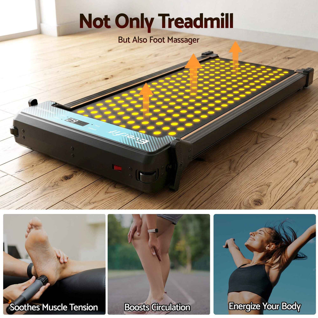 Everfit 2 in 1 Walking Pad Treadmill Dual-Sided Under Desk Treadmills with Foot Massage for Home Gym with App Control Black