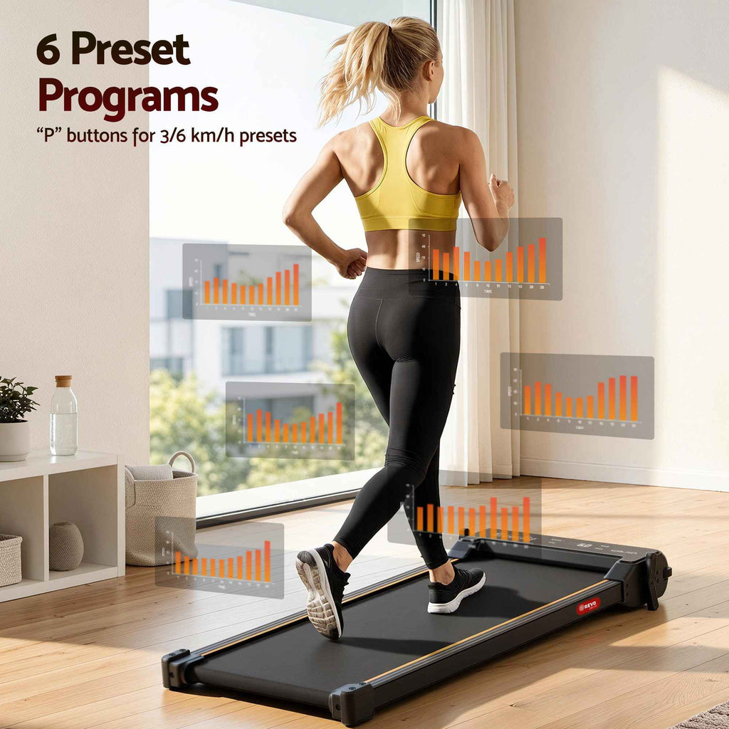 Everfit 2 in 1 Walking Pad Treadmill Dual-Sided Under Desk Treadmills with Foot Massage for Home Gym with App Control Black