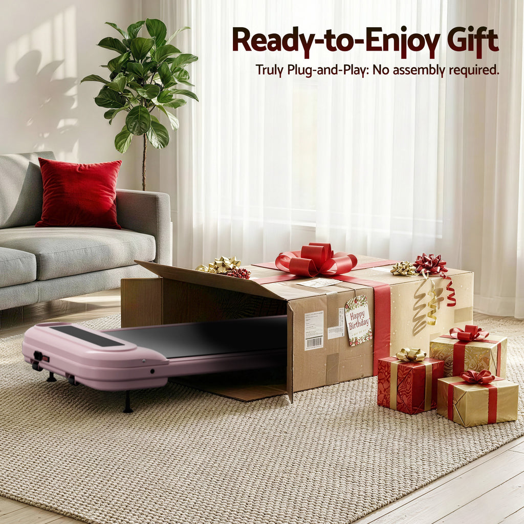 Everfit Treadmill Electric Walking Pad with Incline Under Desk Home Gym Pink
