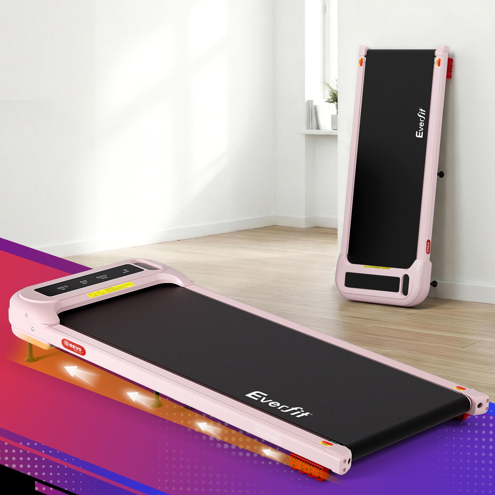 Everfit Treadmill Electric Walking Pad with Incline Under Desk Home Gym Pink
