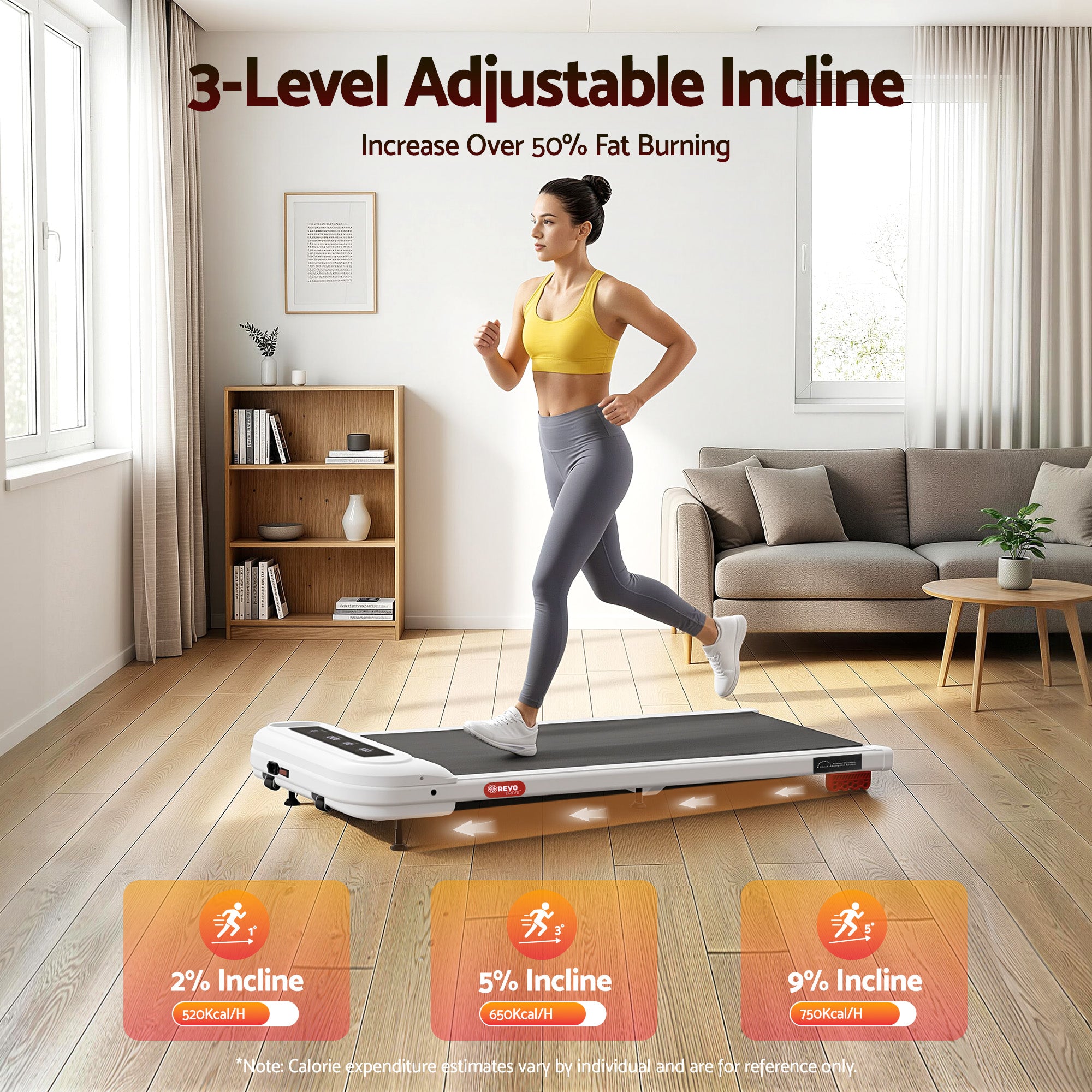 Everfit Treadmill Electric Walking Pad with Incline Under Desk Home Gym White