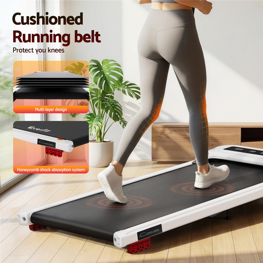 Everfit Treadmill Electric Walking Pad with Incline Under Desk Home Gym White
