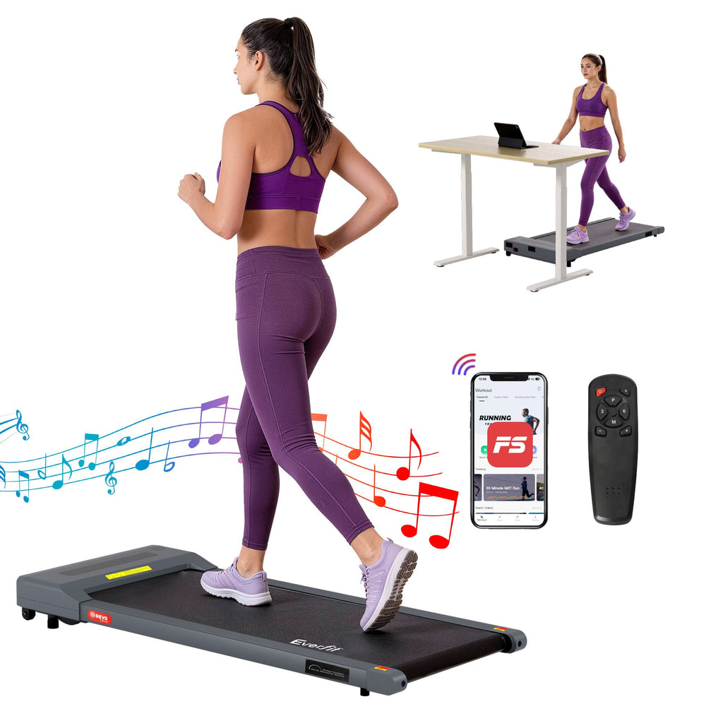 Cinta de correr eléctrica Everfit para debajo del escritorio, para gimnasio en casa, fitness, 400 mm, color gris