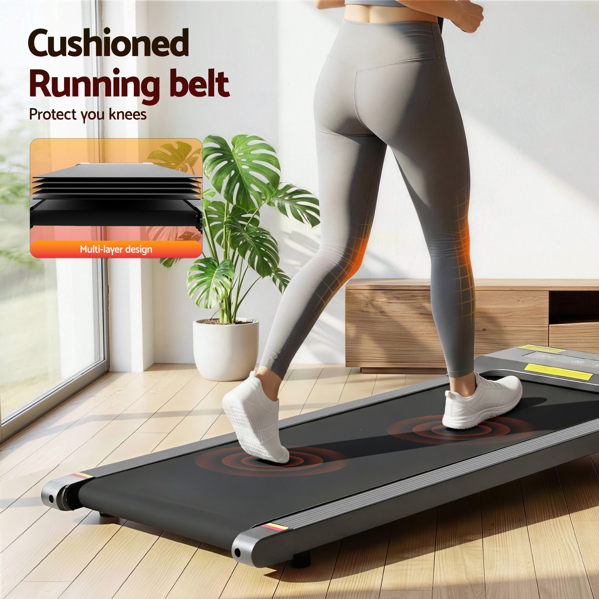 Cinta de correr eléctrica Everfit para debajo del escritorio, para gimnasio en casa, fitness, 400 mm, color gris