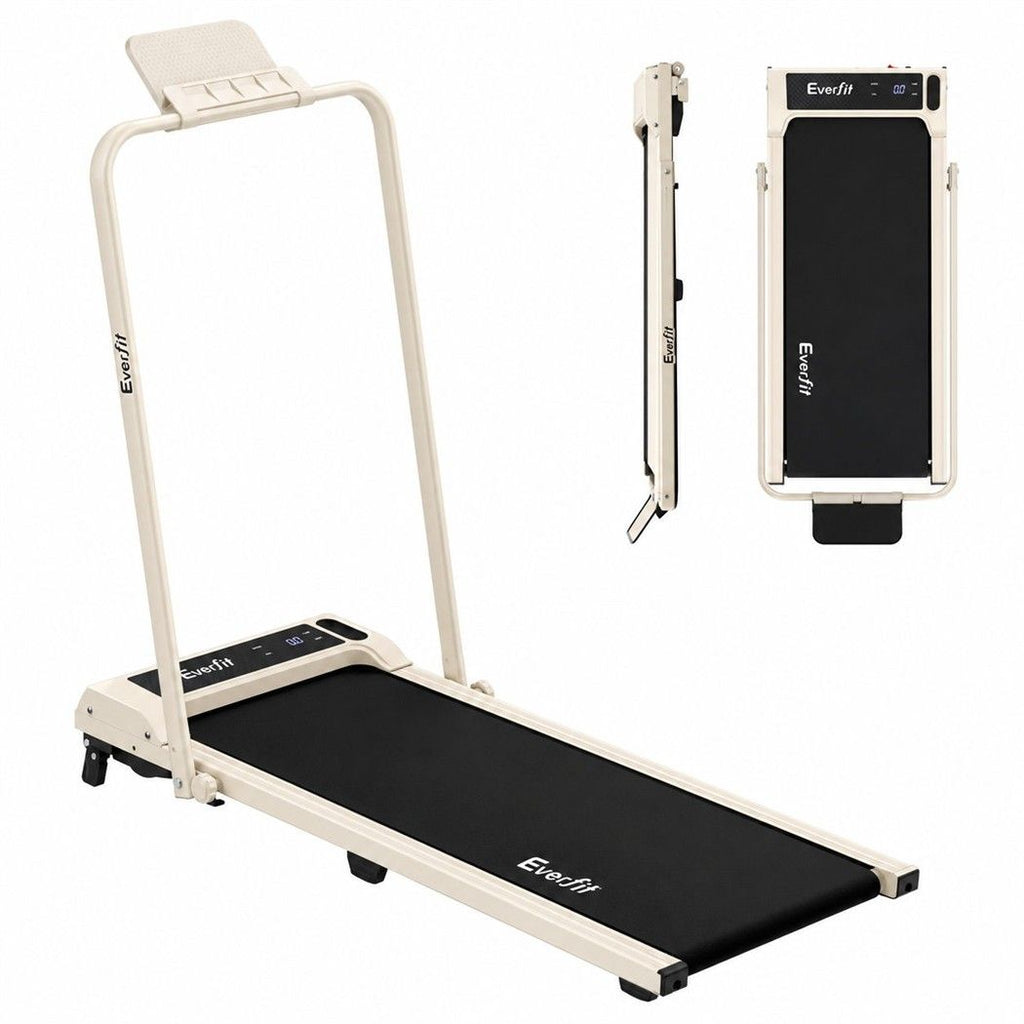 Everfit 3 in 1 Walking Pad Treadmill 12% Incline Foldable Under Desk Treadmills 40cm Belt Beige