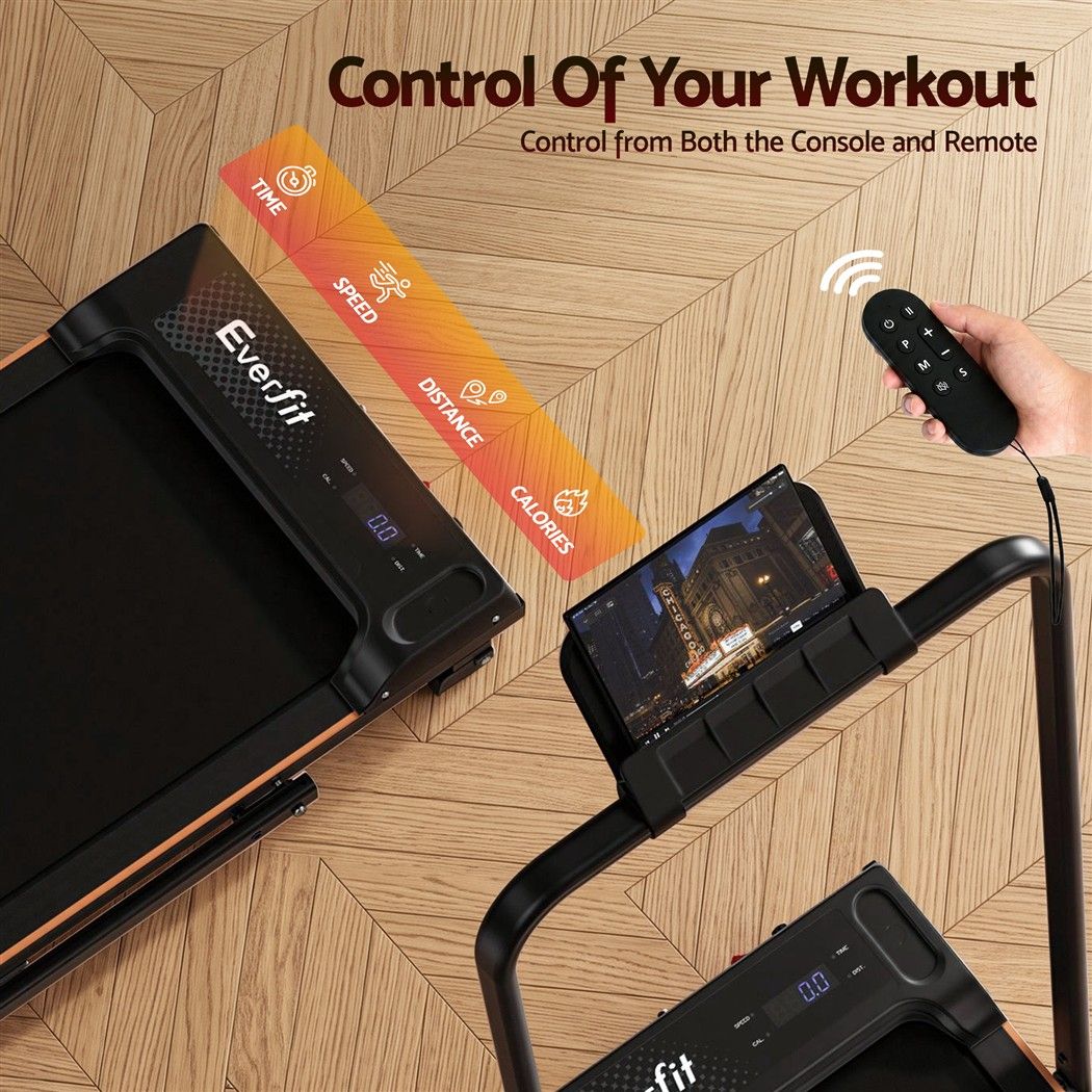 Everfit 3 in 1 Walking Pad Treadmill 12% Incline Foldable Under Desk Treadmills for Home Gym With 40cm Wide Belt Black