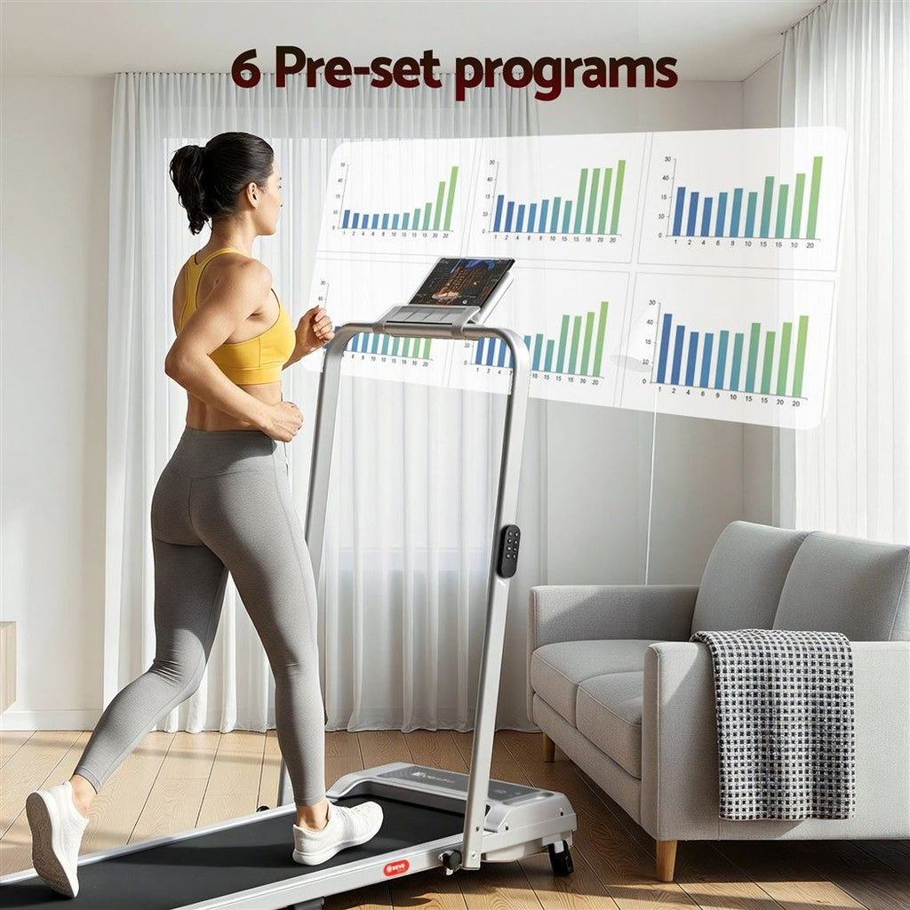 Everfit 3 in 1 Walking Pad Treadmill 12% Incline Foldable Under Desk Treadmills for Home Gym With 40cm Wide Belt Silver