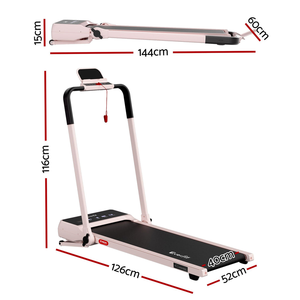 Everfit 3 in 1 Walking Pad Treadmill 20% Auto Incline Under Desk Foldable Treadmills for Home With 40cm Wide Belt Pink