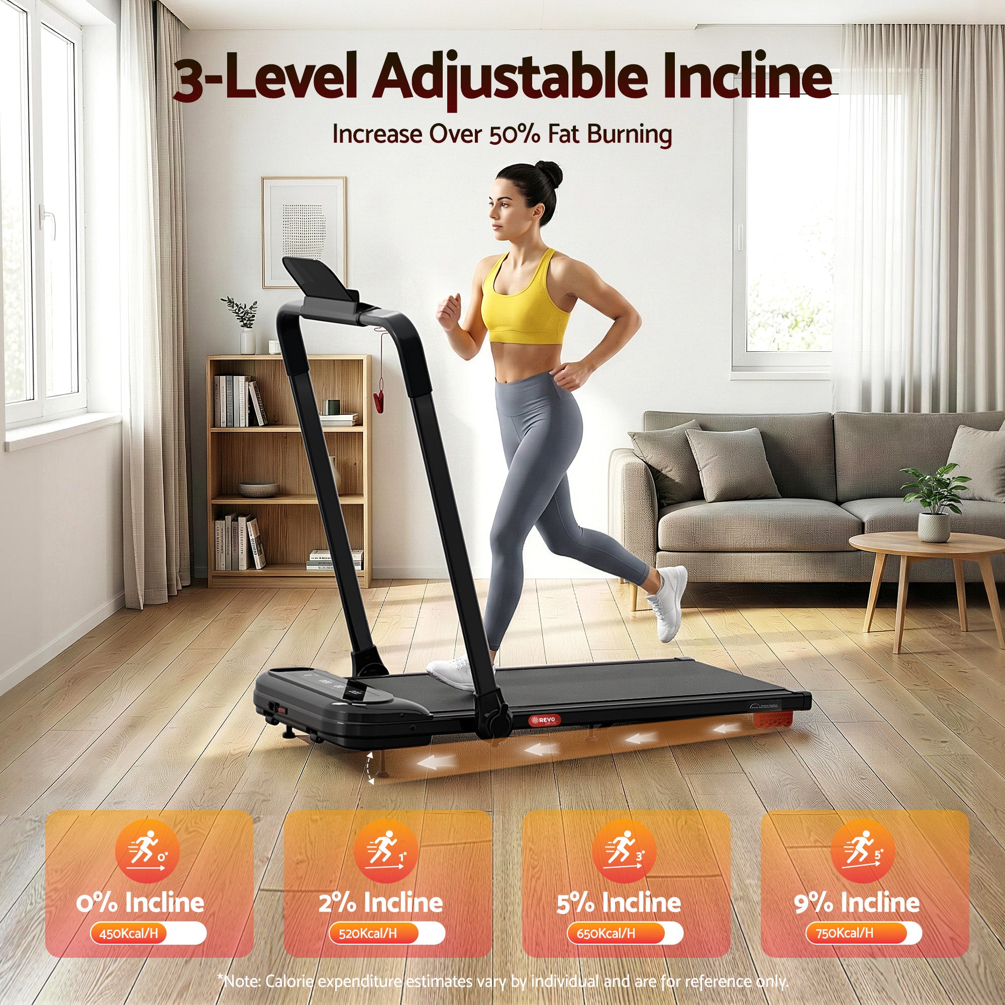 Everfit Treadmill Electric Walking Pad with Incline Foldable for Home Gym Black