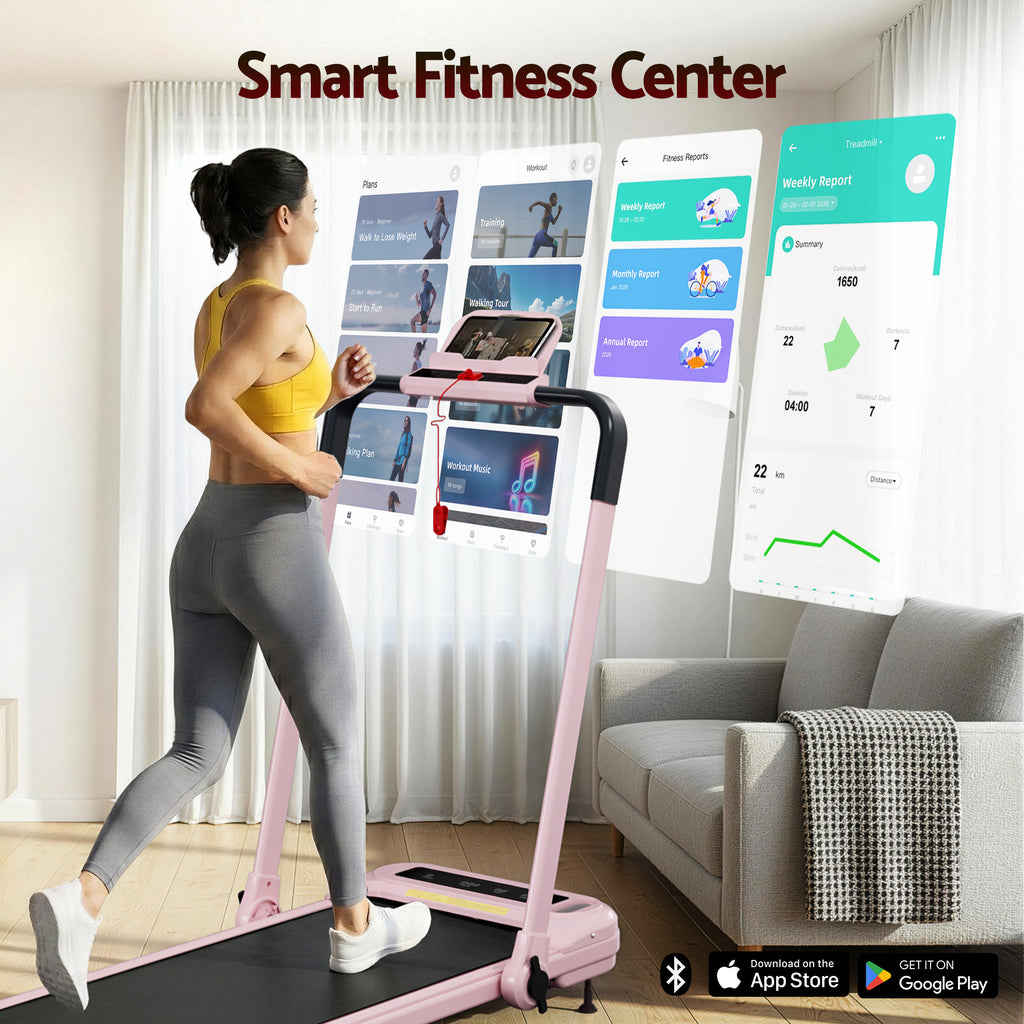 Everfit Treadmill Electric Walking Pad with Incline Foldable for Home Gym Pink