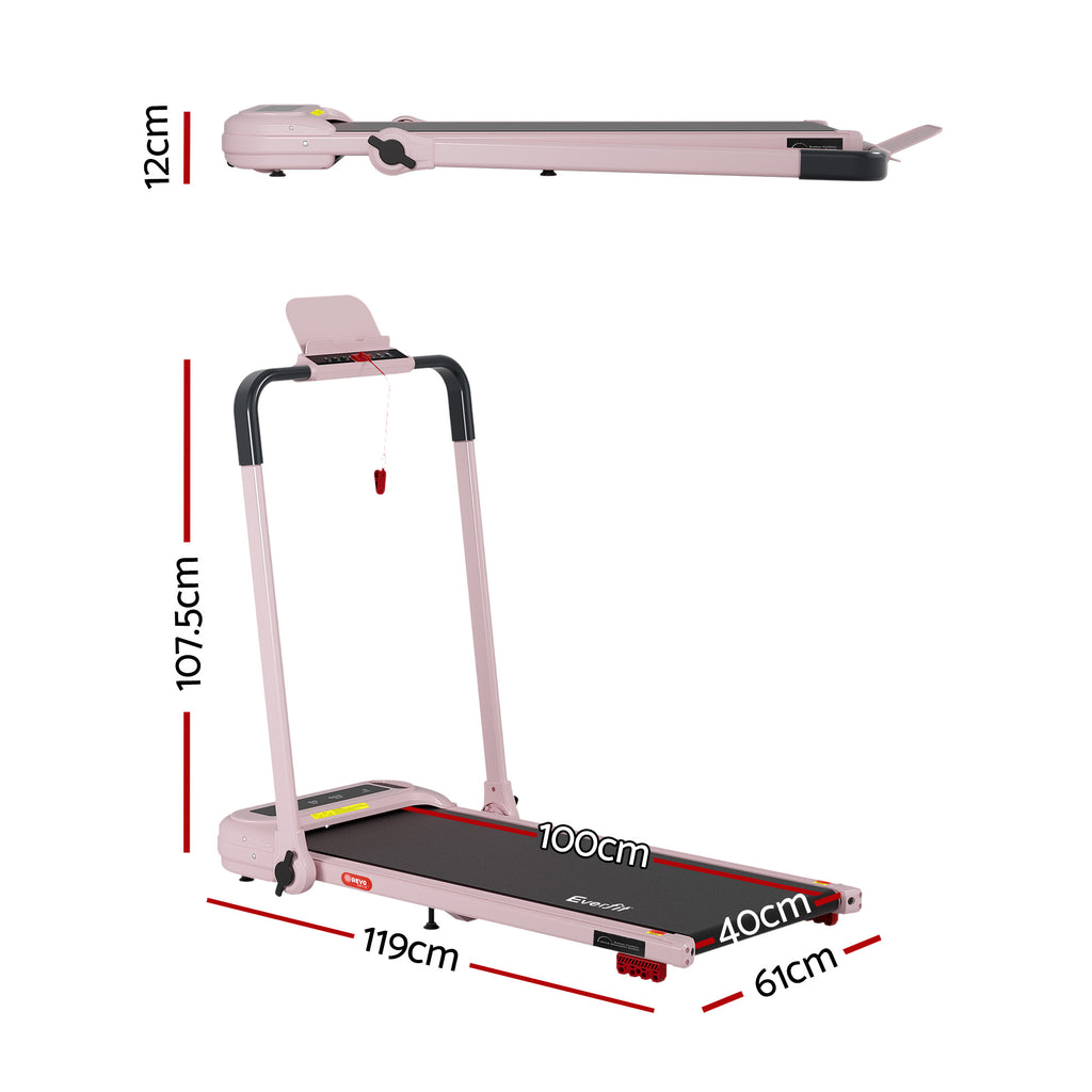 Everfit Treadmill Electric Walking Pad with Incline Foldable for Home Gym Pink