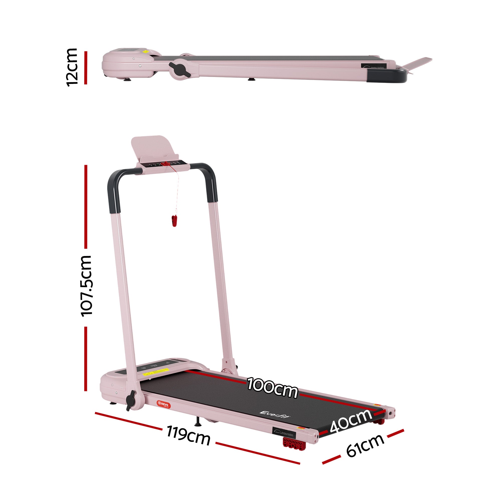 Everfit Treadmill Electric Walking Pad with Incline Foldable for Home Gym Pink
