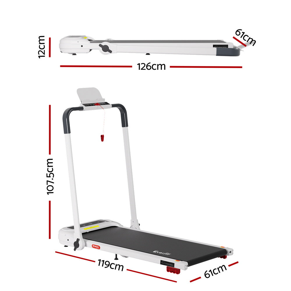 Everfit Treadmill Electric Walking Pad with Incline Foldable for Home Gym White