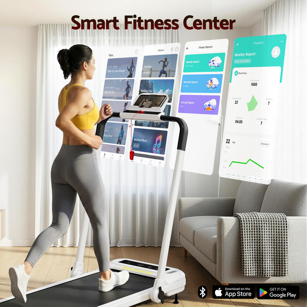 Everfit Treadmill Electric Walking Pad with Incline Foldable for Home Gym White