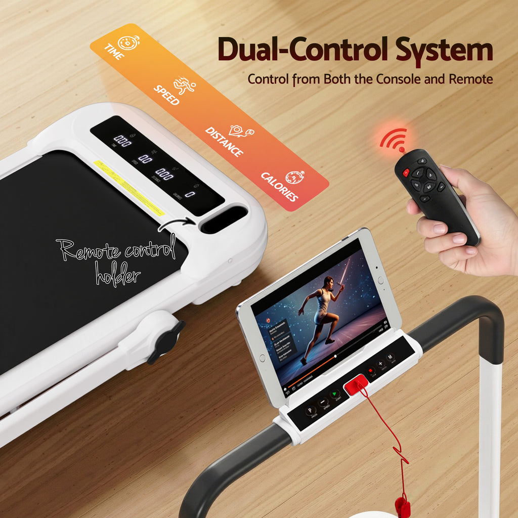 Everfit Treadmill Electric Walking Pad with Incline Foldable for Home Gym White