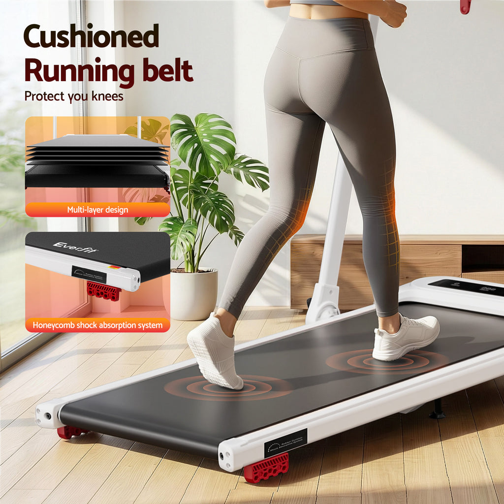 Everfit Treadmill Electric Walking Pad with Incline Foldable for Home Gym White