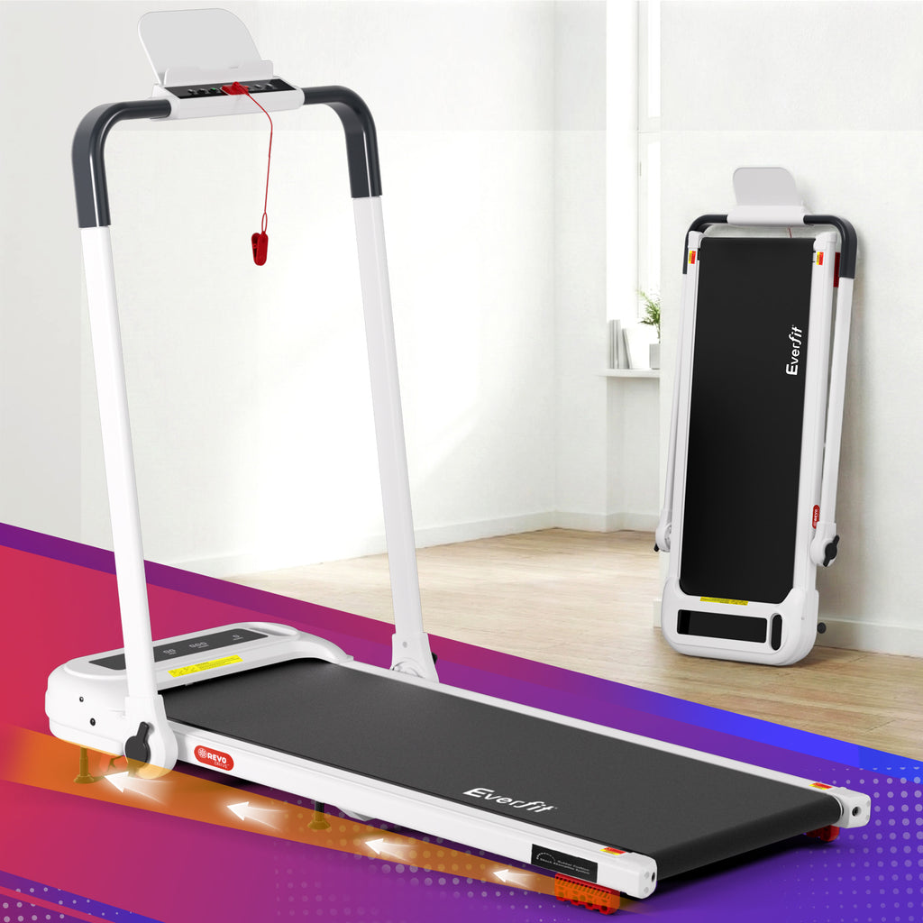 Everfit Treadmill Electric Walking Pad with Incline Foldable for Home Gym White
