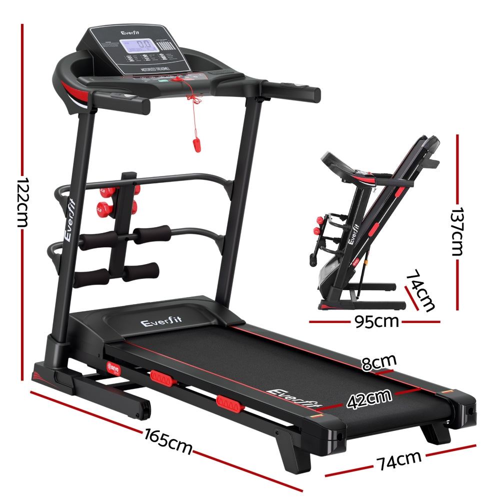 Cinta de correr eléctrica Everfit para gimnasio en casa, máquina de ejercicios de fitness con barra para abdominales de 420 mm