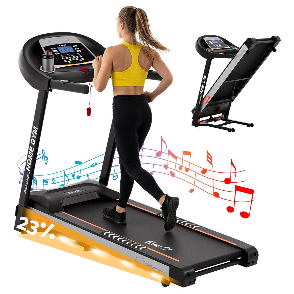 Cinta de correr eléctrica Everfit con inclinación automática, máquina de ejercicios para gimnasio en casa, 450 mm