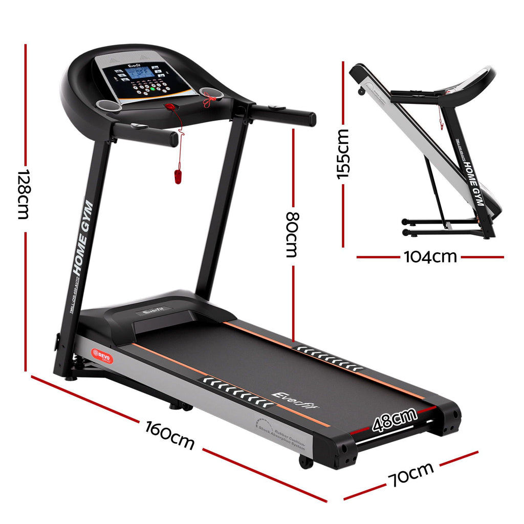 Cinta de correr eléctrica Everfit con inclinación automática, máquina de ejercicios para gimnasio en casa, 450 mm