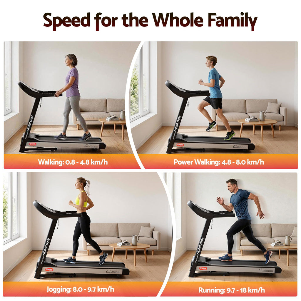 Cinta de correr eléctrica Everfit con inclinación automática, máquina de ejercicios para gimnasio en casa, 450 mm
