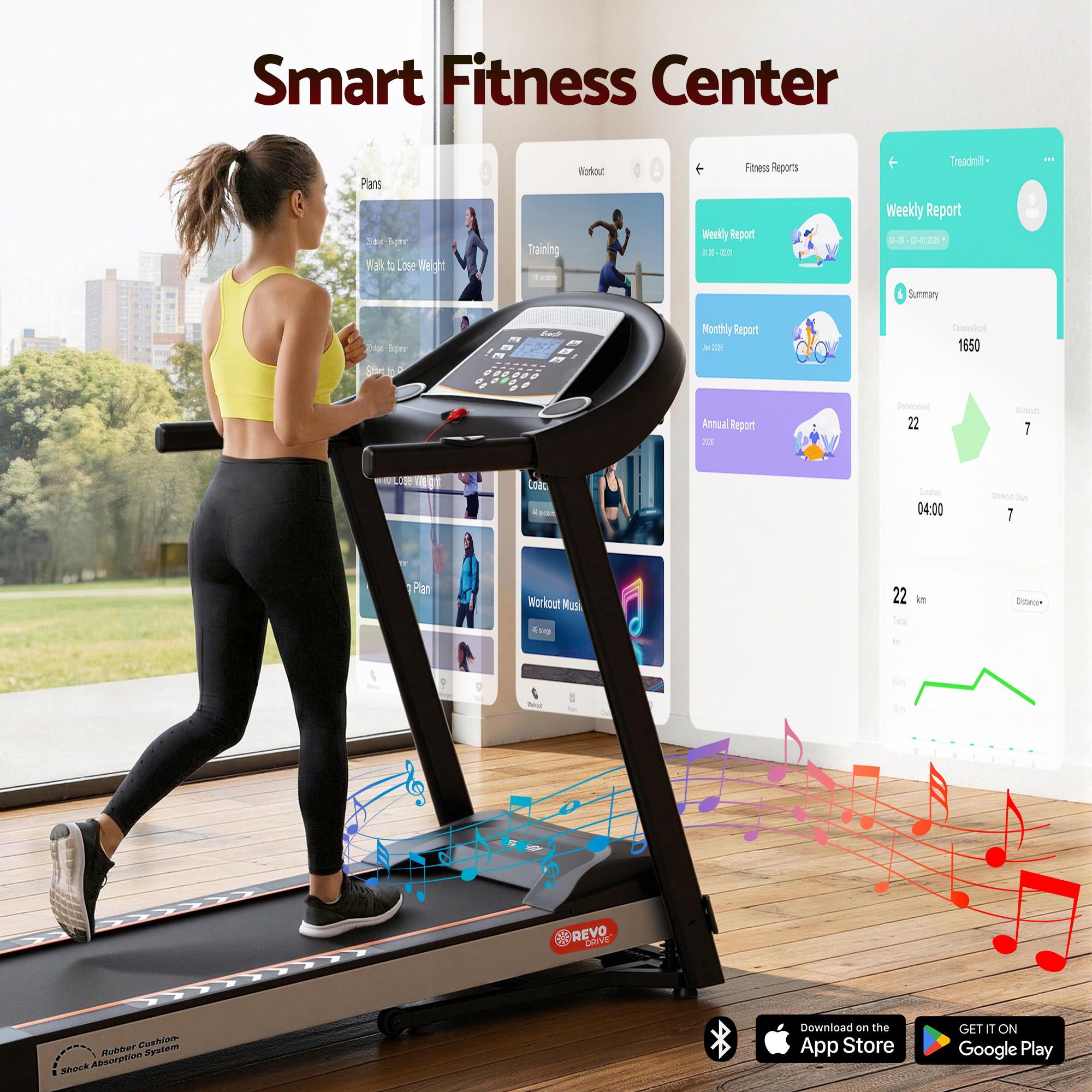 Cinta de correr eléctrica Everfit con inclinación automática, máquina de ejercicios para gimnasio en casa, 450 mm