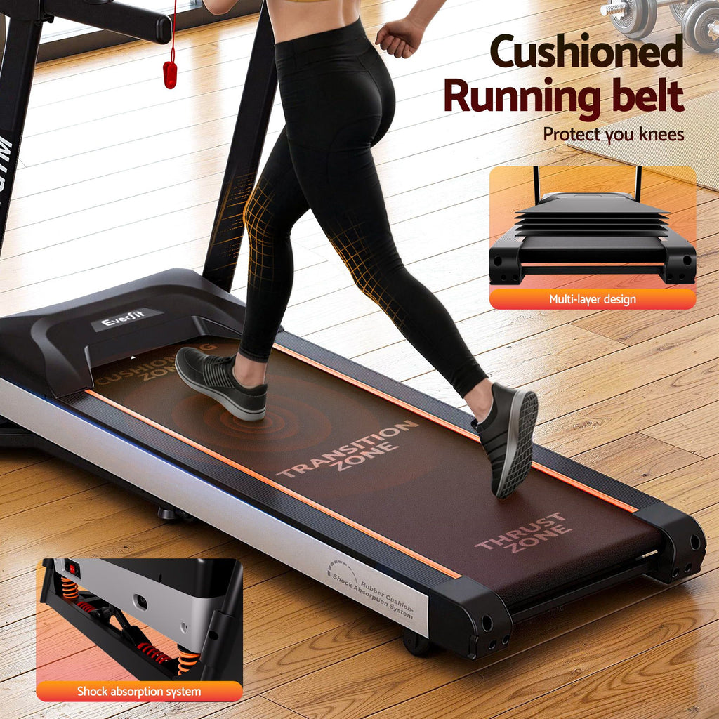 Cinta de correr eléctrica Everfit con inclinación automática, máquina de ejercicios para gimnasio en casa, 450 mm