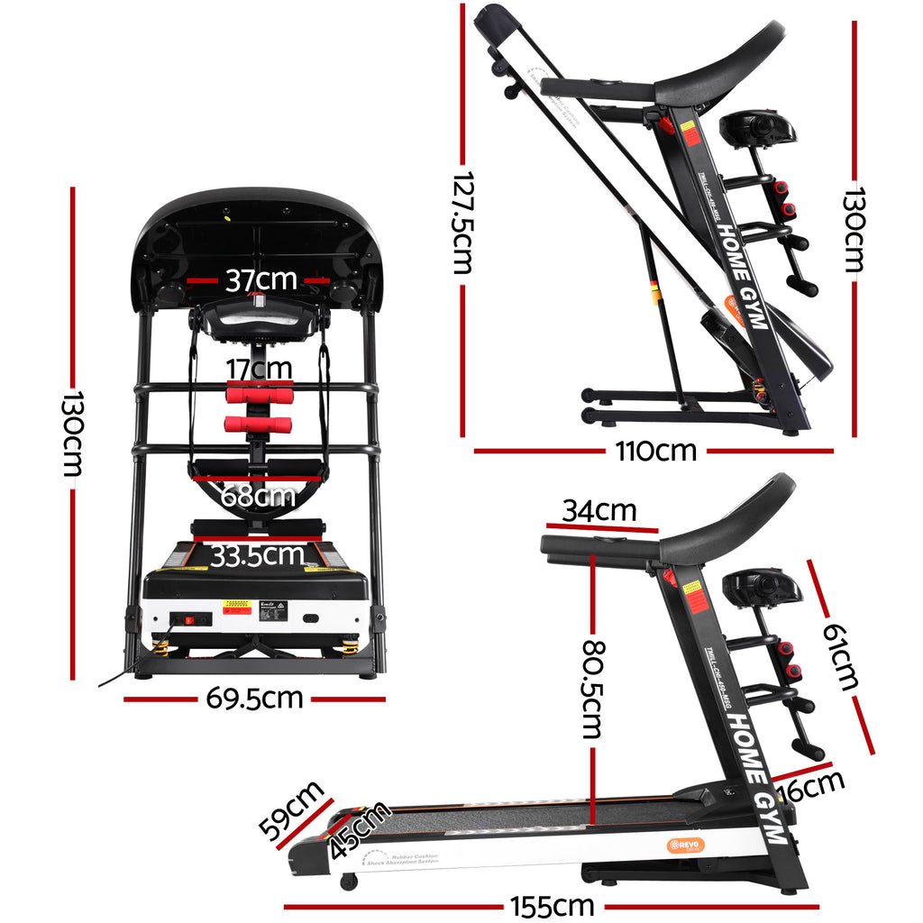 Cinta de correr eléctrica Everfit para gimnasio en casa, máquina de ejercicios de fitness con masajeador de 450 mm