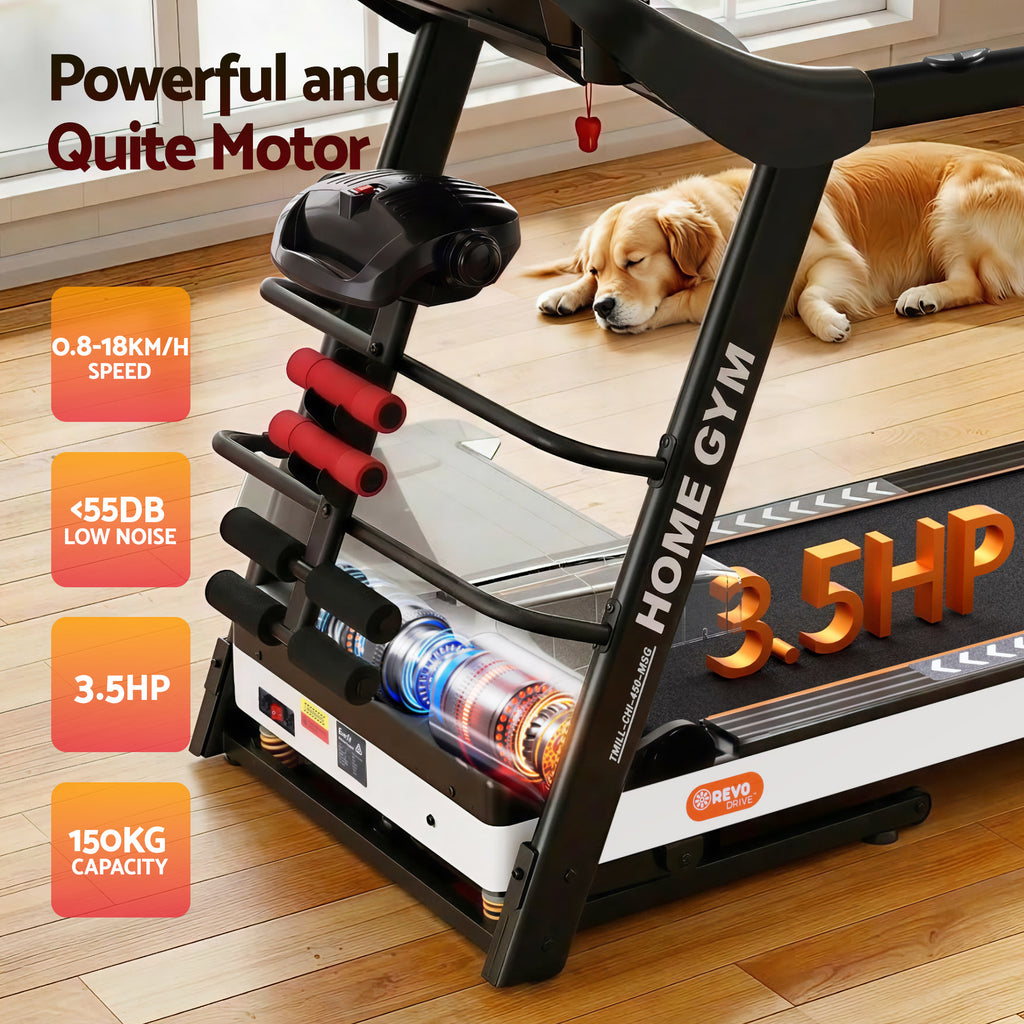 Cinta de correr eléctrica Everfit para gimnasio en casa, máquina de ejercicios de fitness con masajeador de 450 mm