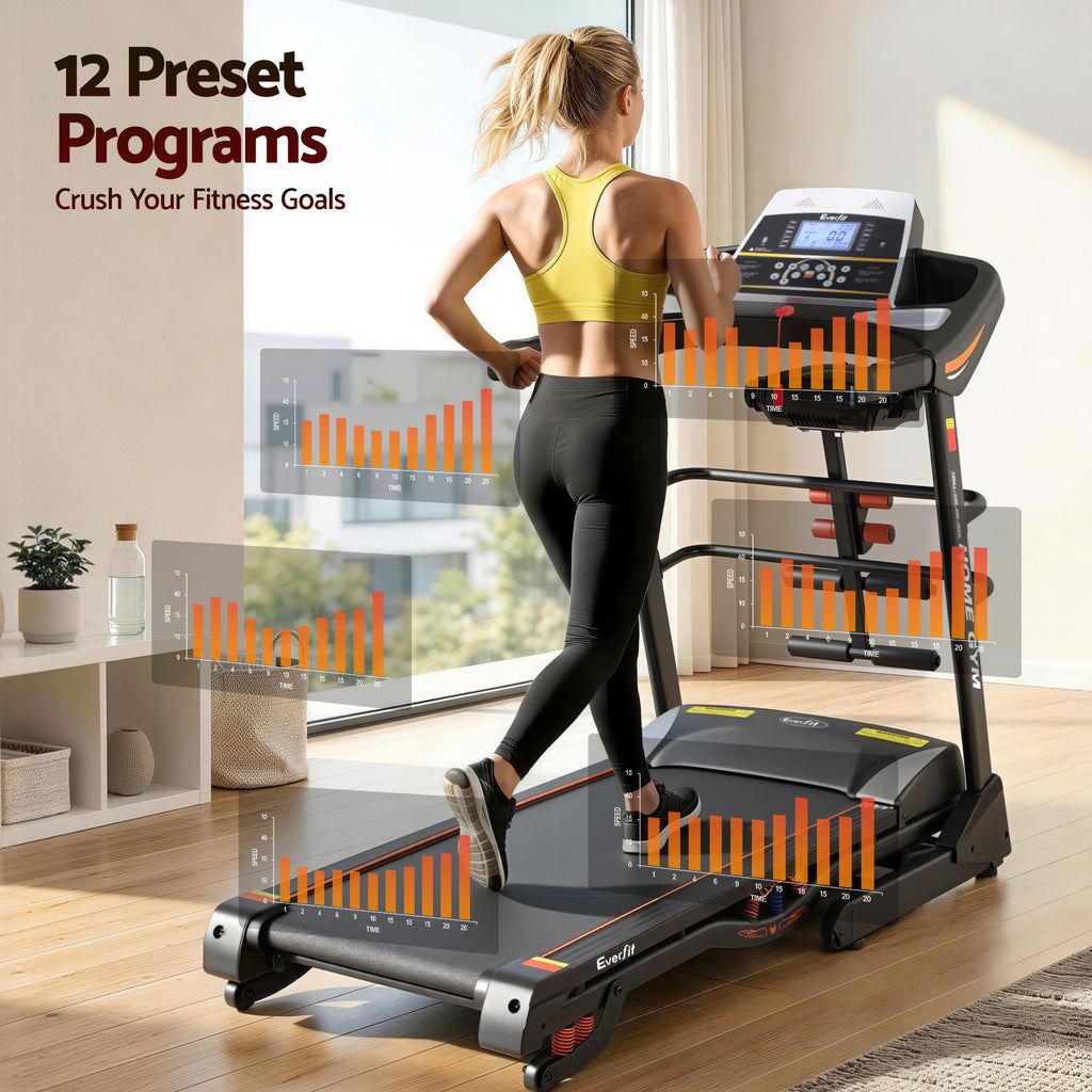 Cinta de correr eléctrica Everfit para gimnasio en casa, máquina de ejercicios de fitness con masajeador de 480 mm