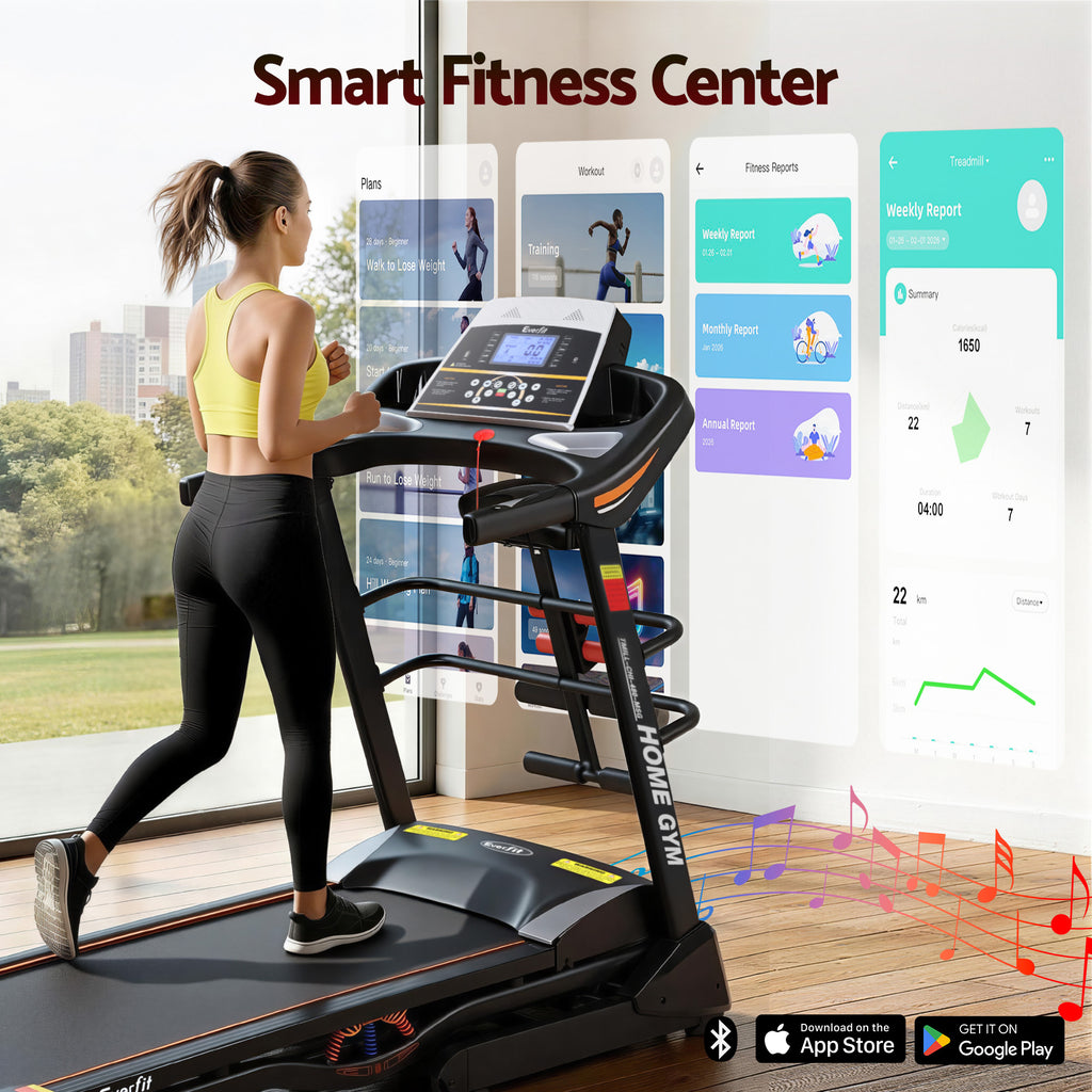 Cinta de correr eléctrica Everfit para gimnasio en casa, máquina de ejercicios de fitness con masajeador de 480 mm