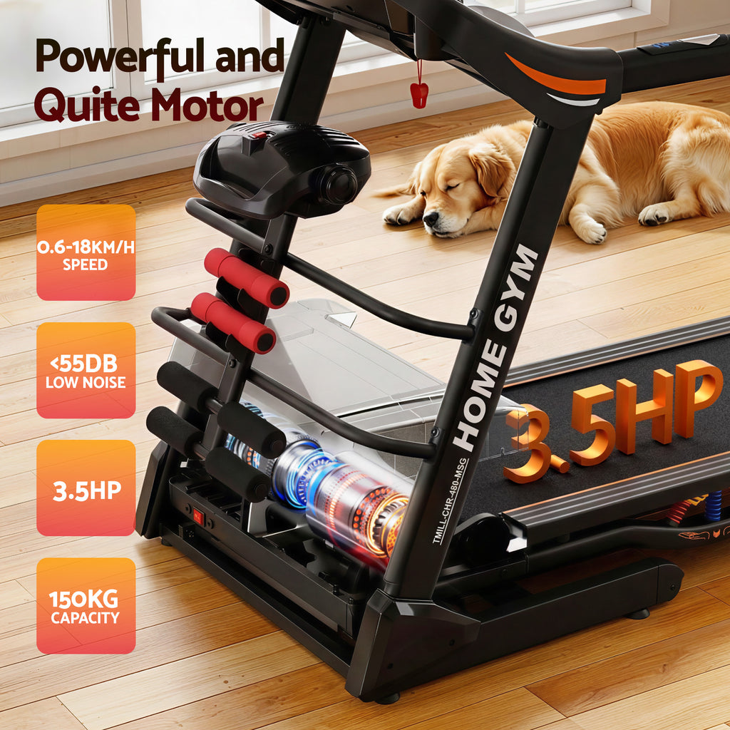 Cinta de correr eléctrica Everfit para gimnasio en casa, máquina de ejercicios de fitness con masajeador de 480 mm