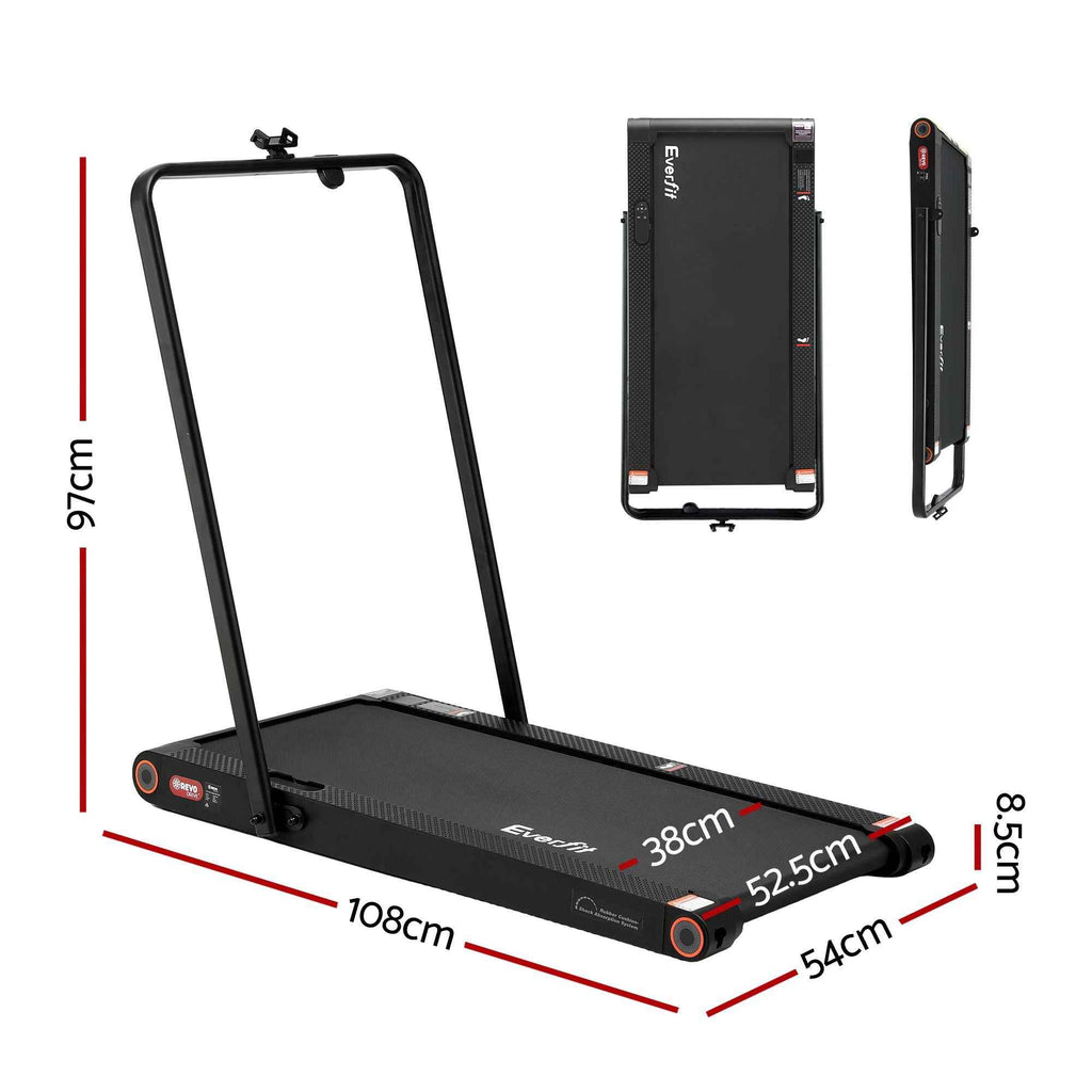 Everfit 4 in 1 Vibration Walking Pad Treadmill Under Desk Treadmills for Home Gym with App Control 380mm Black
