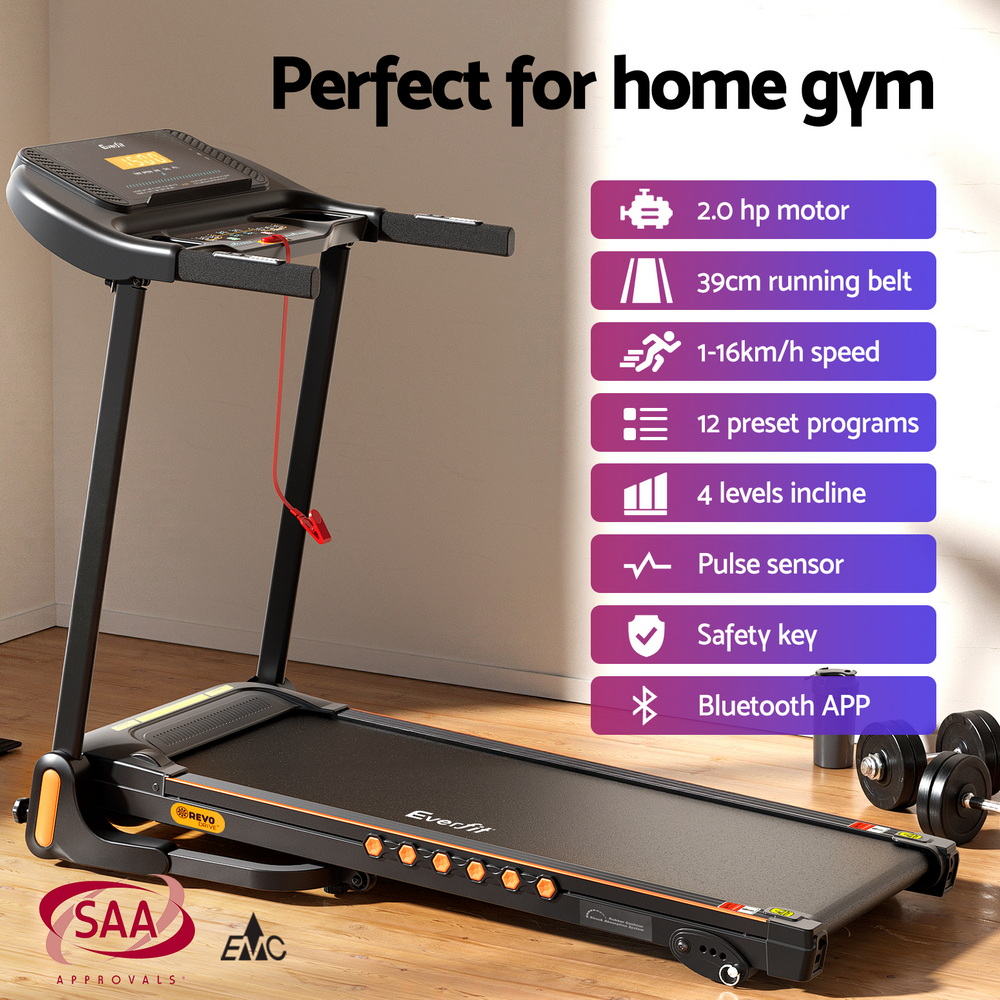 Everfit Treadmill Electric Home Gym Fitness Exercise Equipment Incline 390mm - YDS.com.au