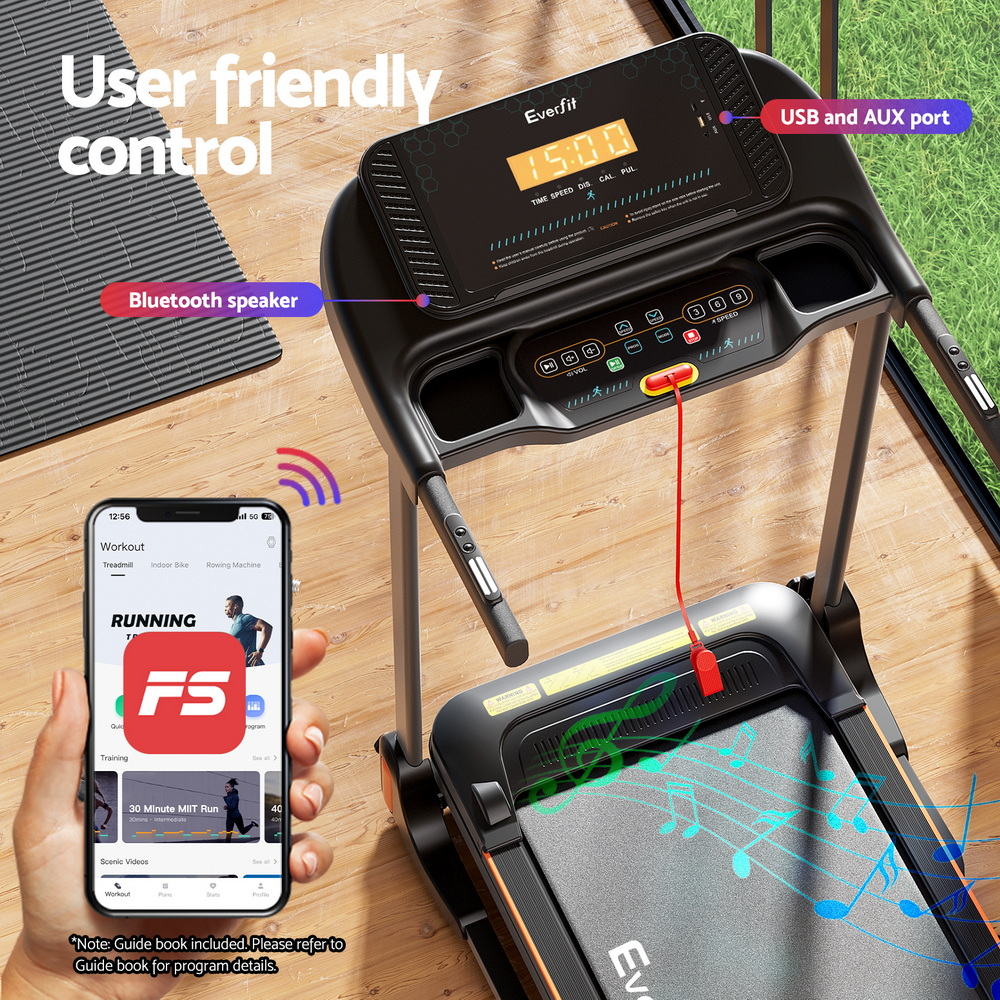 Everfit Treadmill Electric Home Gym Fitness Exercise Equipment Incline 390mm - YDS.com.au