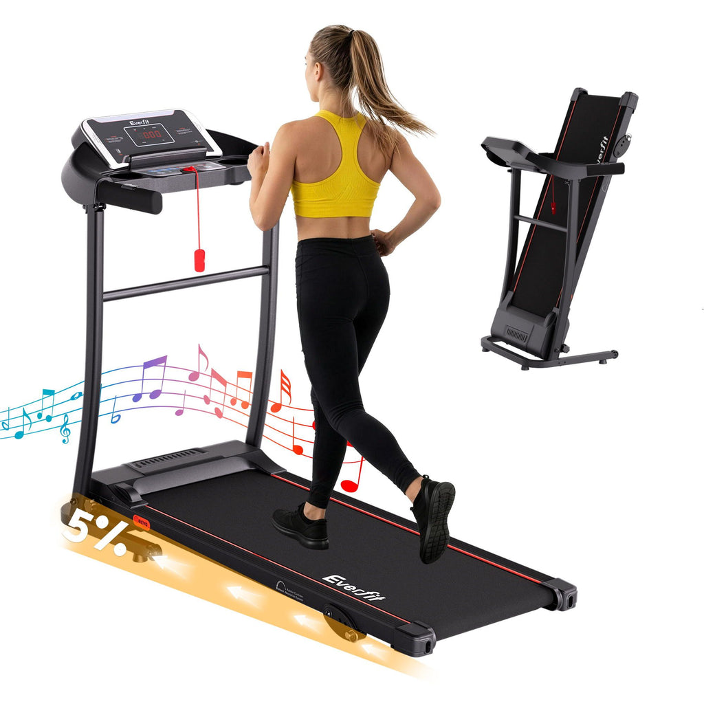 Cinta de correr eléctrica Everfit para gimnasio en casa, máquina de ejercicios de fitness con inclinación de 400 mm