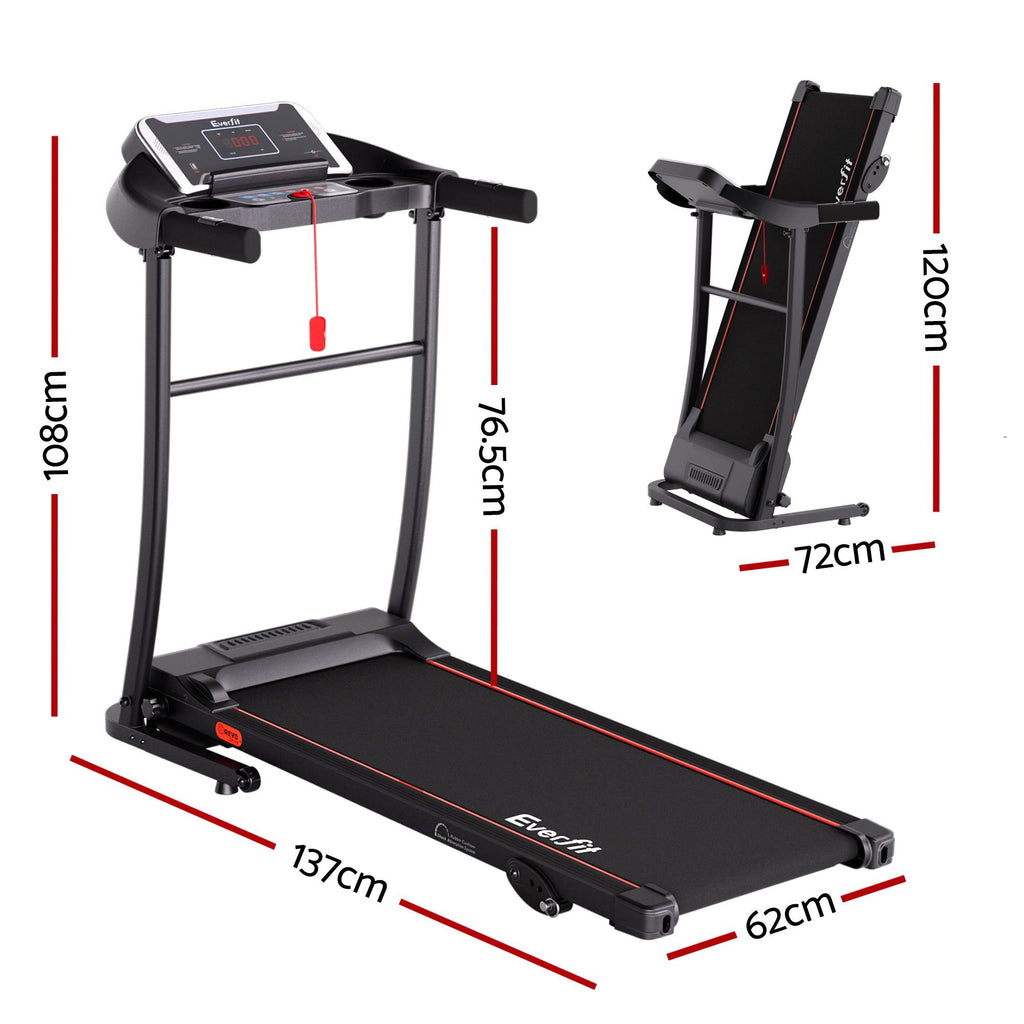Cinta de correr eléctrica Everfit para gimnasio en casa, máquina de ejercicios de fitness con inclinación de 400 mm