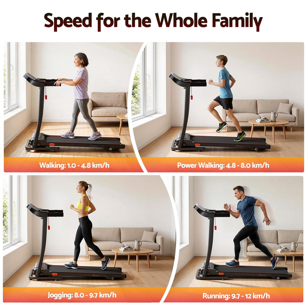 Cinta de correr eléctrica Everfit para gimnasio en casa, máquina de ejercicios de fitness con inclinación de 400 mm