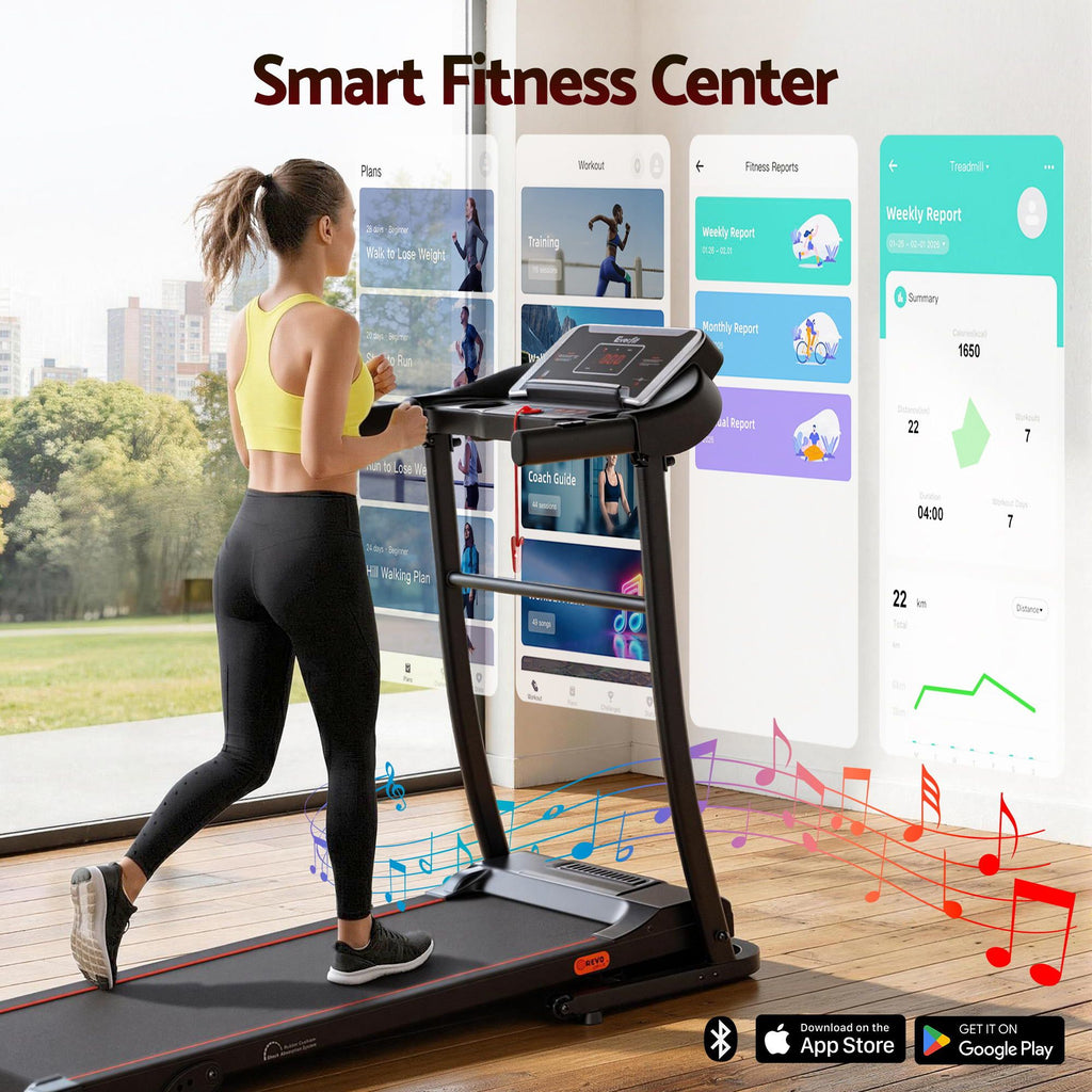 Cinta de correr eléctrica Everfit para gimnasio en casa, máquina de ejercicios de fitness con inclinación de 400 mm
