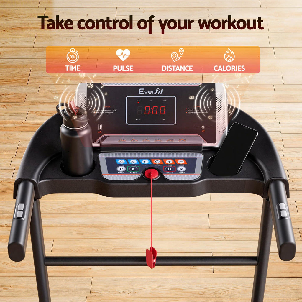 Cinta de correr eléctrica Everfit para gimnasio en casa, máquina de ejercicios de fitness con inclinación de 400 mm
