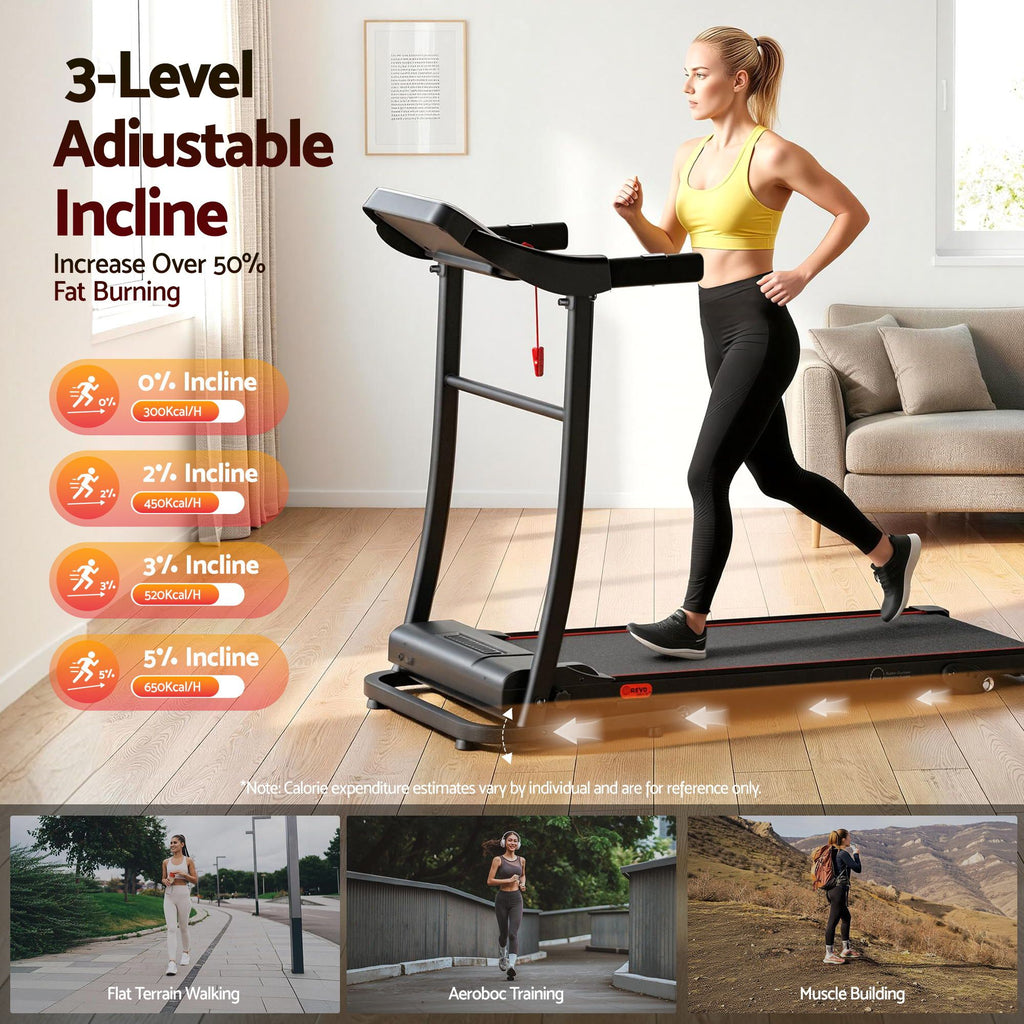 Cinta de correr eléctrica Everfit para gimnasio en casa, máquina de ejercicios de fitness con inclinación de 400 mm