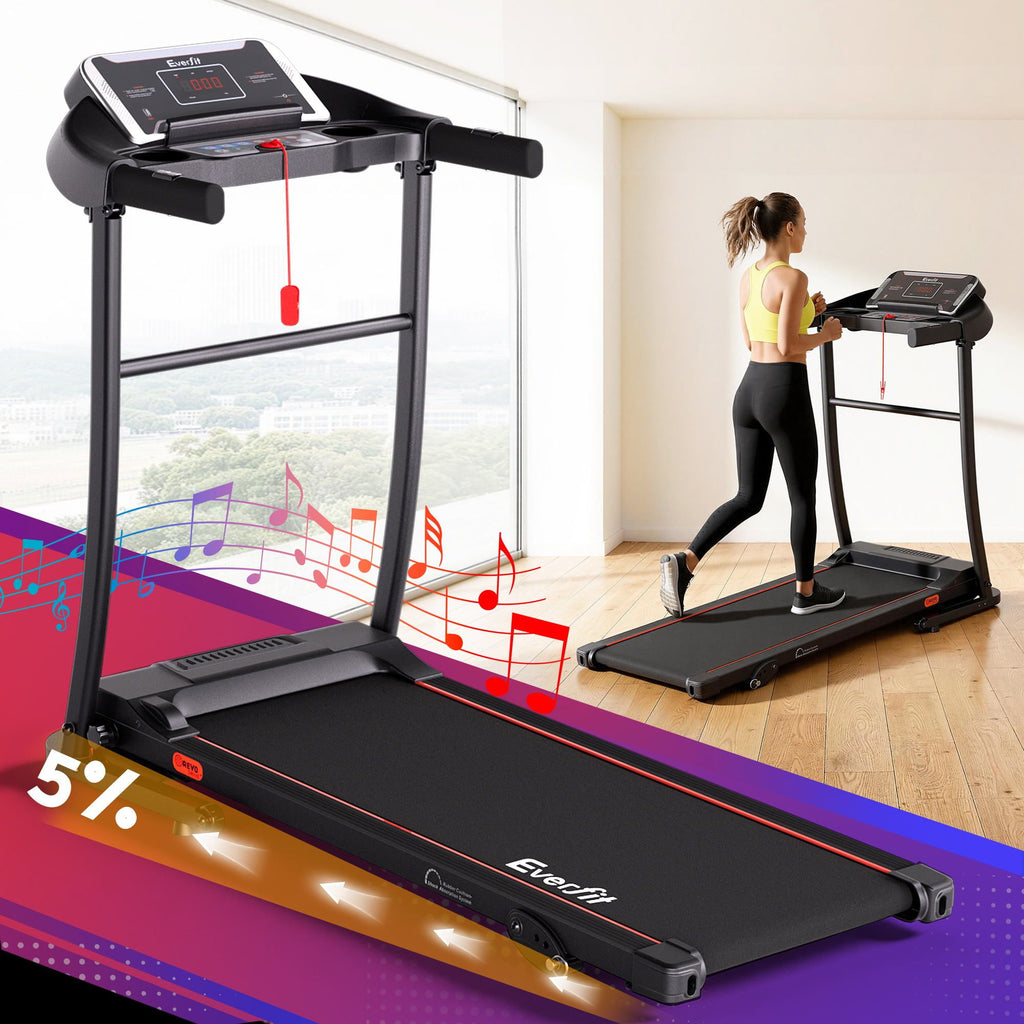 Cinta de correr eléctrica Everfit para gimnasio en casa, máquina de ejercicios de fitness con inclinación de 400 mm
