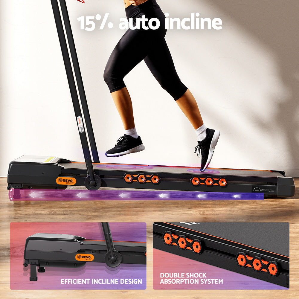 Everfit Treadmill Electric Walking Pad Auto Incline Foldable for Home Gym Black - YDS.com.au