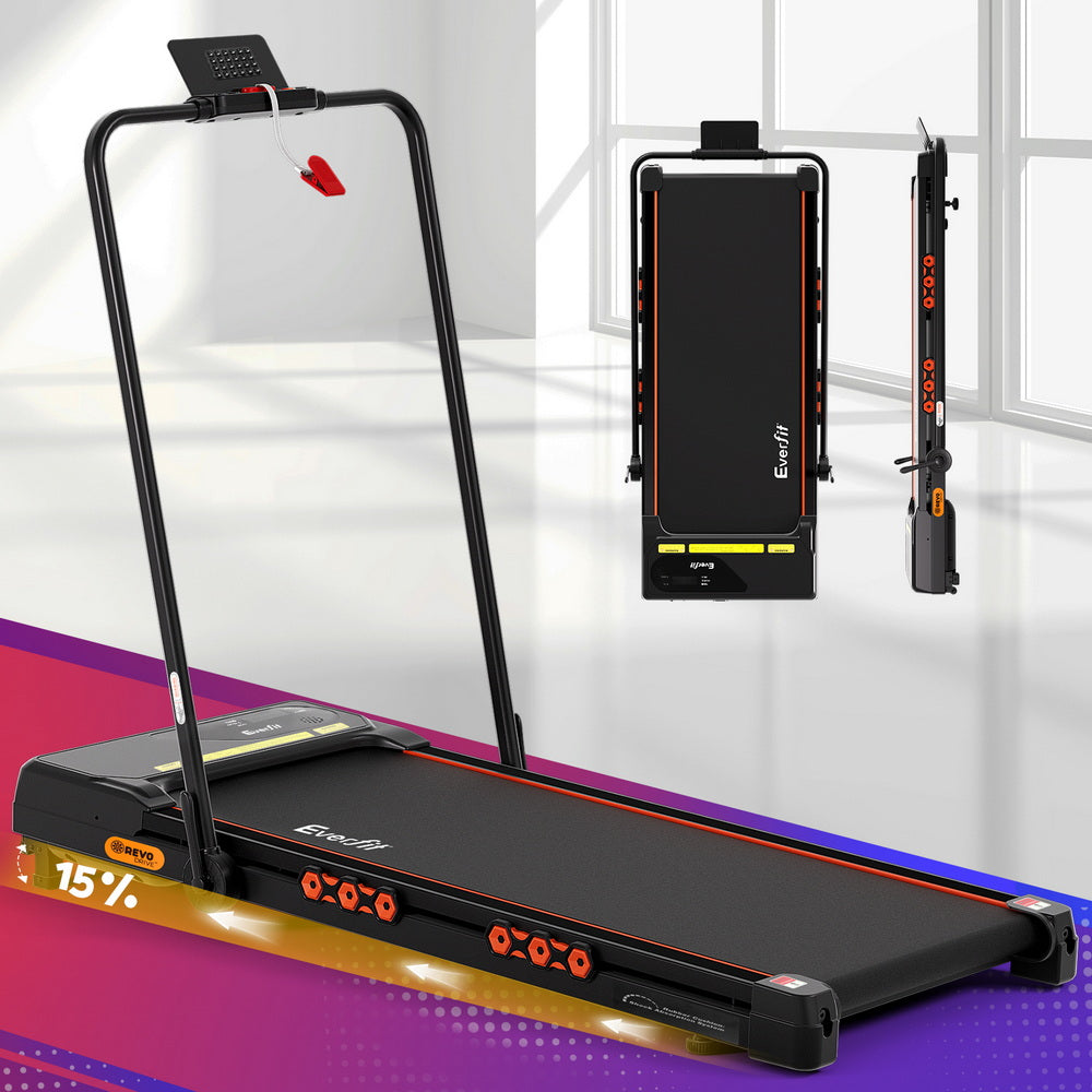 Everfit Treadmill Electric Walking Pad Auto Incline Foldable for Home Gym Black - YDS.com.au