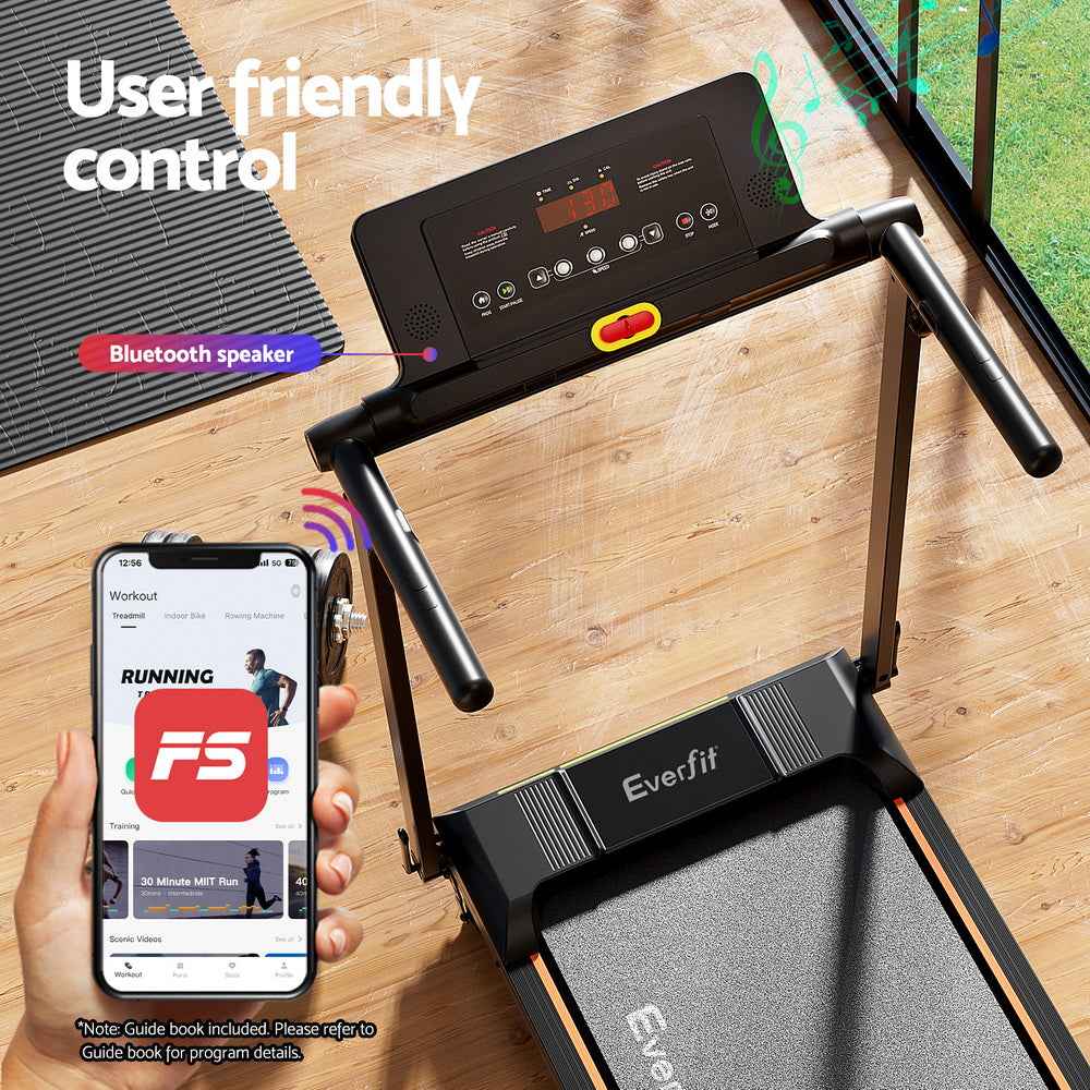 Everfit Treadmill Electric Walking Pad Foldable Incline for Home Office Gym Black