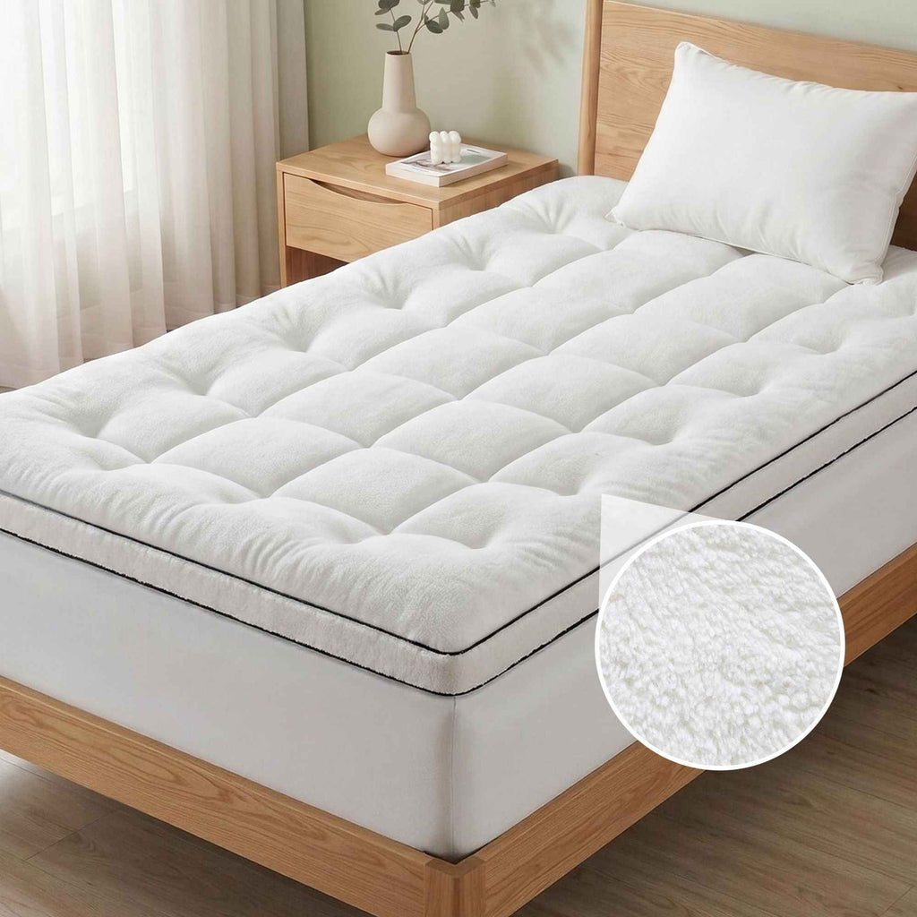 Giselle Bedding King Single Mattress Topper 5cm Coral Fleece